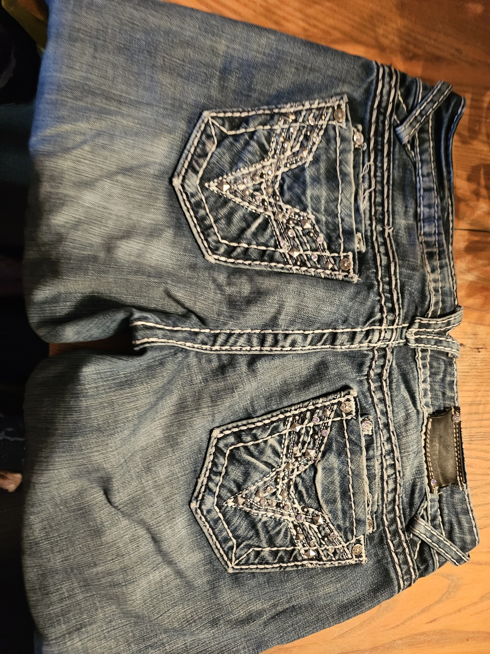 Vigoss Size 7 Blue Embellished Women's Denim Jeans